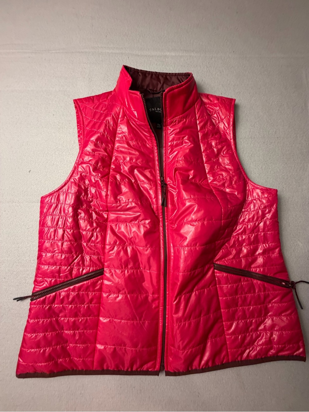 Talbots Hot Pink Quilted Zip Vest xl